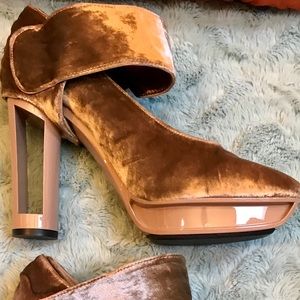 Calvin Klein Collection Velvet Platform Pumps
